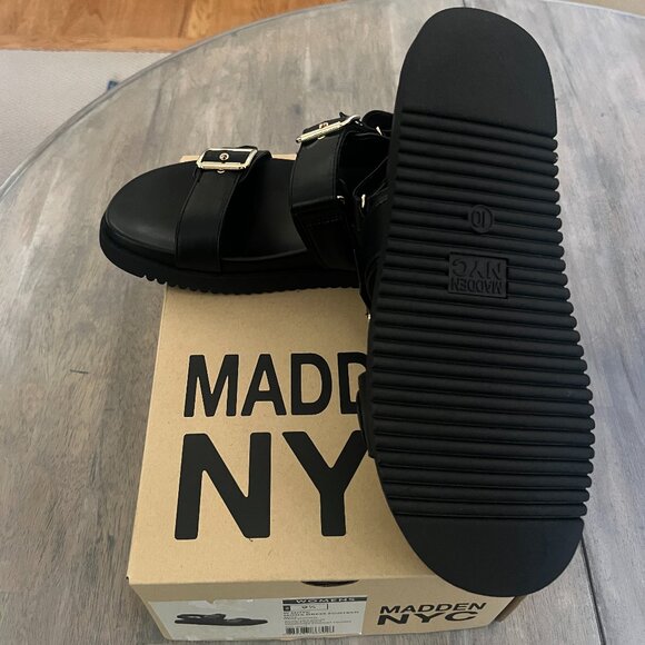 Madden NYC Women's Size 10 Black Mona Sandals Double Buckle Comfort Footbed - Picture 5 of 7